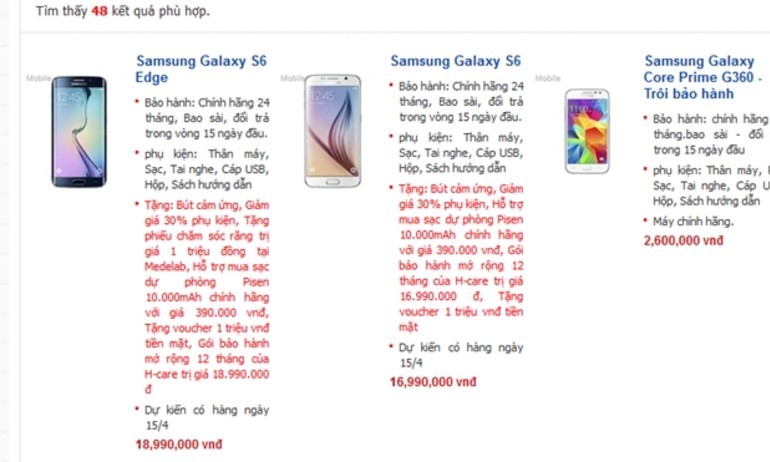 Samsung Galaxy S6 có giá từ 17 triệu tại Việt Nam