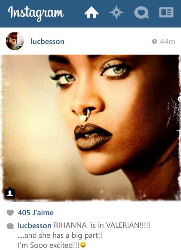 Đạo diễn Luc Besson đã “lôi kéo” được Rihanna về với ‘Valérian’
