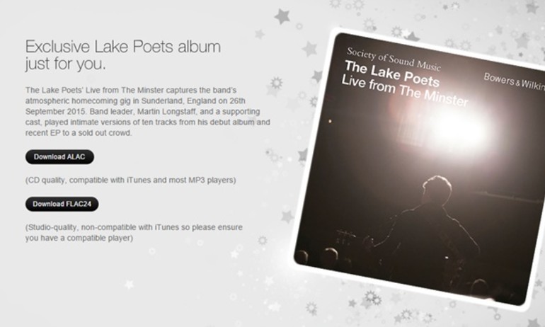 Bowers & Wilkins tặng miễn phí album live nhạc 24-bit của Lake Poets