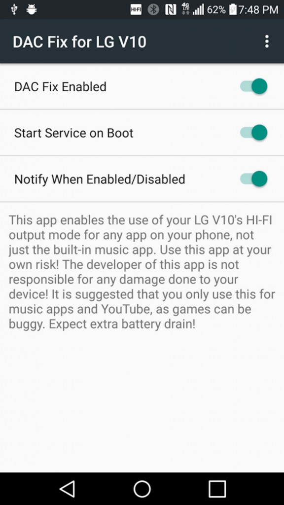 DAC Fix: cho phép LG V10 chơi nhạc Hi-Fi trên mọi ứng dụng