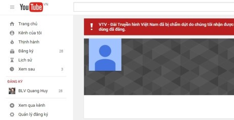 Vi phạm bản quyền, kênh Youtube của đài truyền hình VTV bị gỡ bỏ