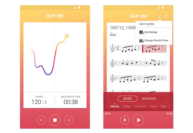 Samsung ra mắt Hum On!: ứng dụng chuyển tiếng ngân nga thành giai điệu nhạc