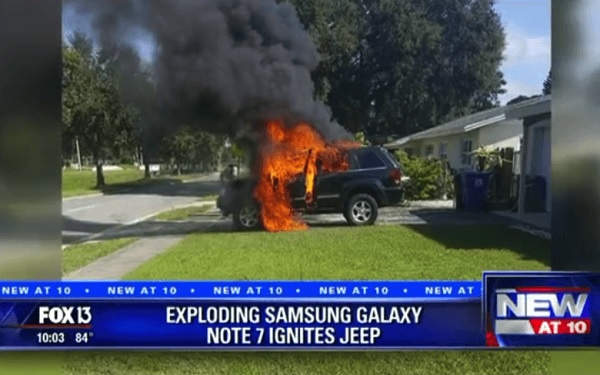 Galaxy Note 7 lại phát nổ, cháy lan cả sang ô tô