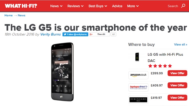 What Hi-Fi: LG G5 là smartphone tốt nhất năm 2016
