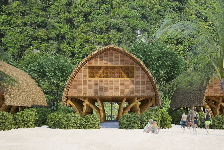 Tre và mái tranh làm nên kì quan nghỉ dưỡng Castaway Island Resort tại Cát Bà