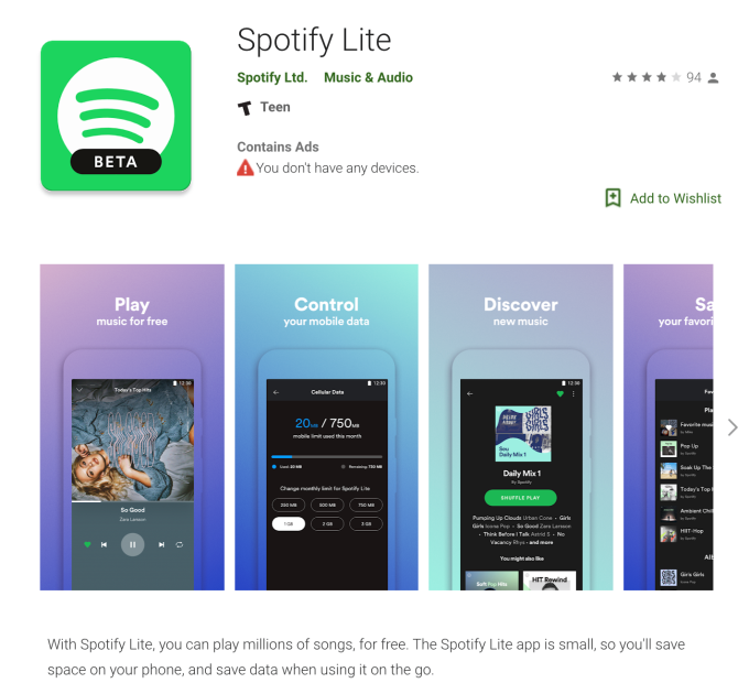 Spotify ra mắt phiên bản rút gọn Spotify Lite dành cho các thiết bị cấu hình thấp