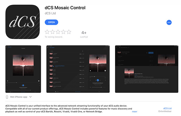 dCS tung bản cập nhật firmware 1.2 cho ứng dụng điều khiển Mosaic, bổ sung tính năng Tidal Connect
