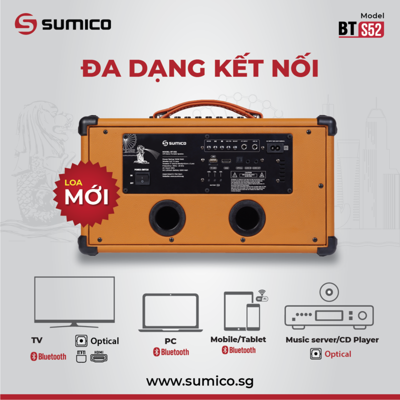 Loa di động Sumico BT-S52: Chiếc vali biết hát
