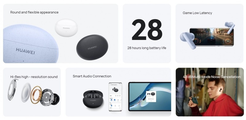Huawei giới thiệu tai nghe true-wireless FreeBuds 5i: Hỗ trợ nhạc hi-res với LDAC, pin 28 tiếng, giá 109 USD